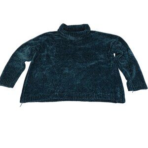 Time And Tru Chenille Turtleneck Sweater Gem Slate Green Women L 12 14 Long Slv